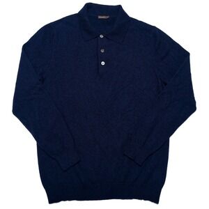 J McLAUGHLIN Men's 100% Cashmere Polo Shirt Sweater Navy Blue Small S